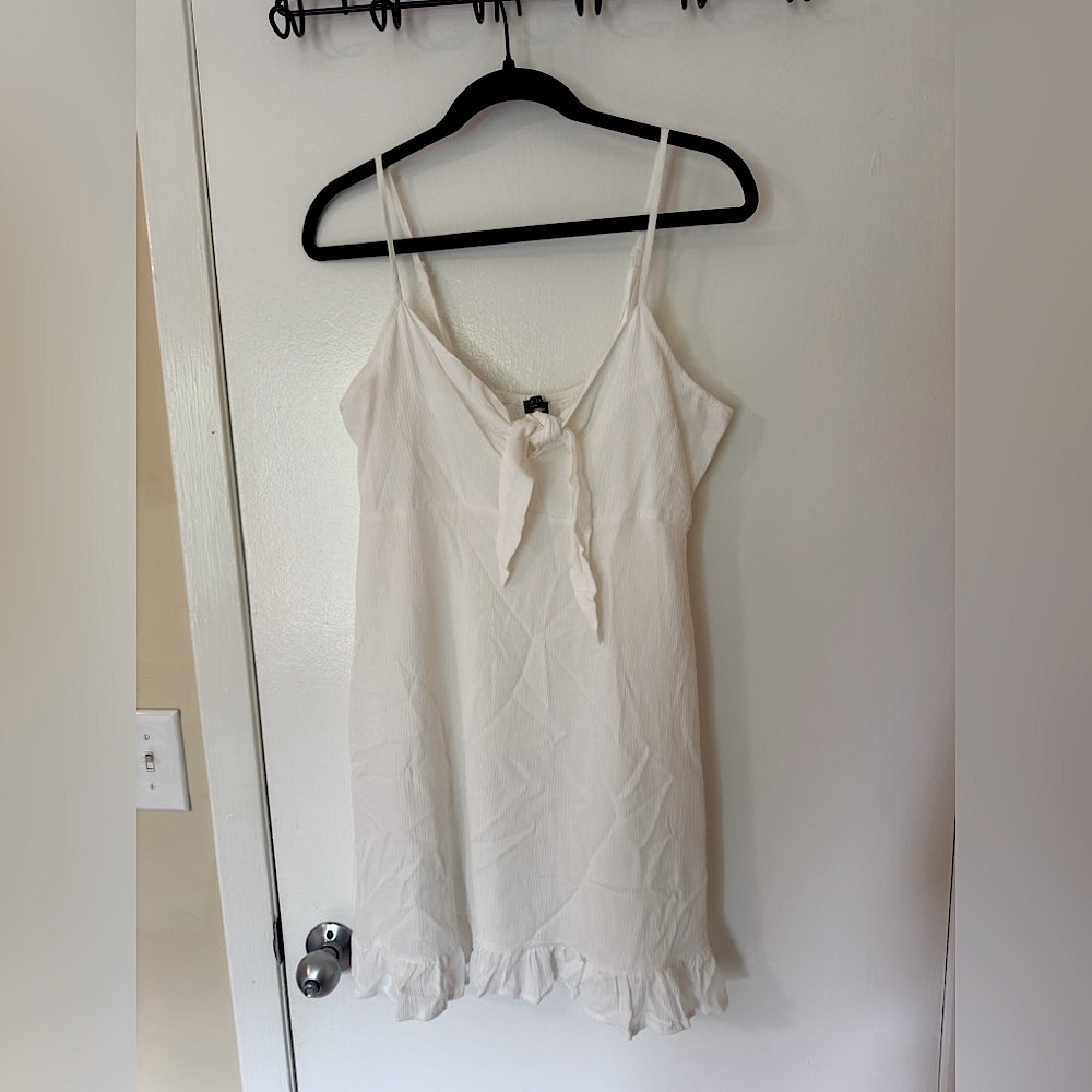 Cotton On White Mini Dress with Ruffle Hem